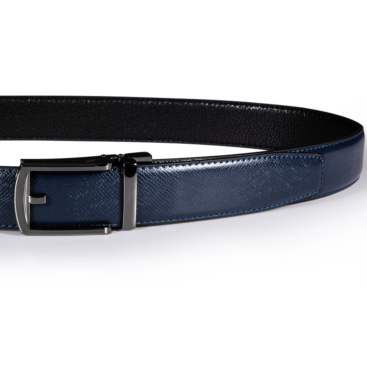 High Quality Brand Mens Belts Blue Cow Leather Automatic Buckles Ratchet Waistband Belt For Men Dress Jeans Suit Trousers Gift