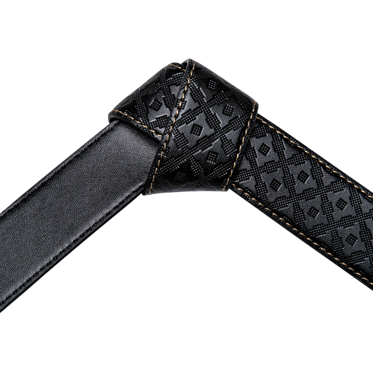 Designer Black Leather Mens Belts Emboss Ratchet Strap Waistband Automatic Buckles Sliding Dress Jeans Belt for Men 110CM-130CM