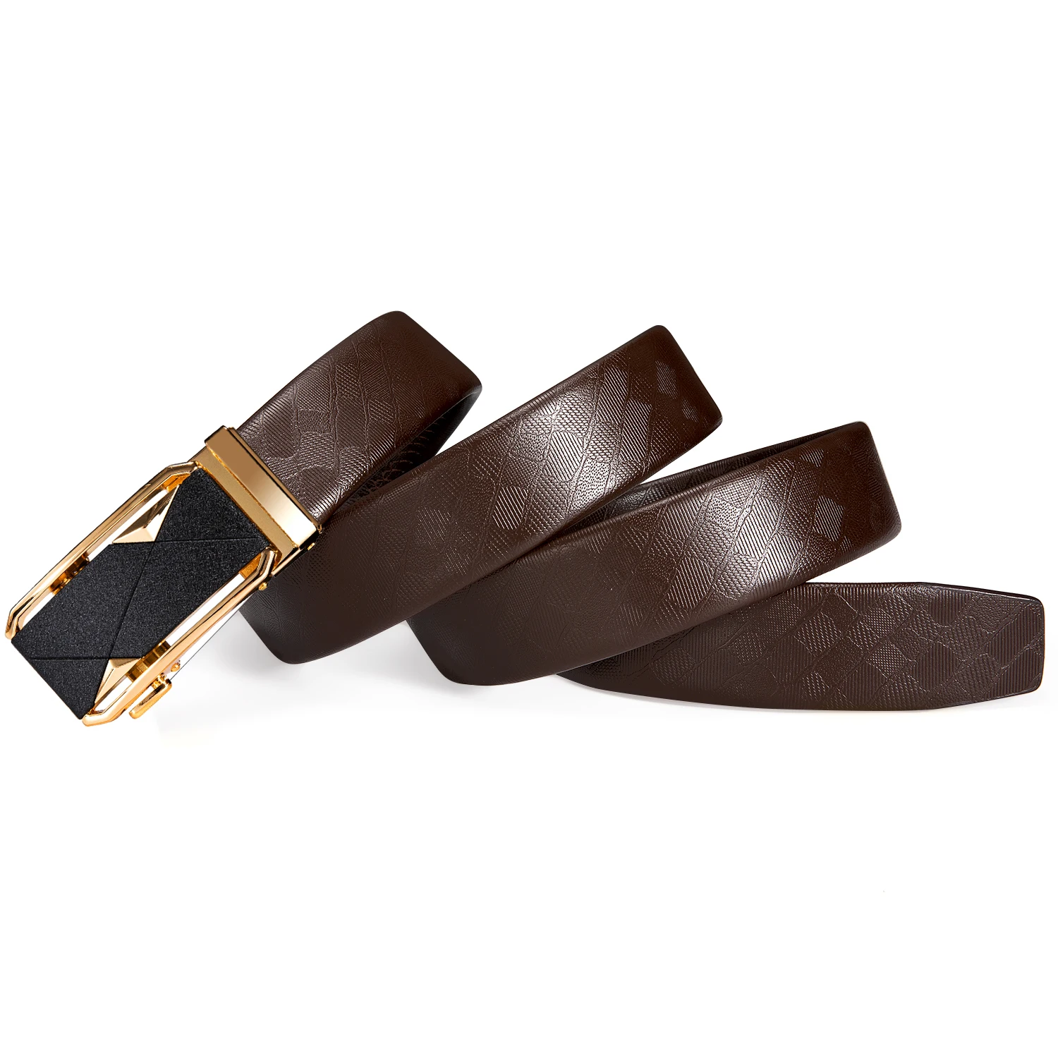 High Quality Casual Brown Genuine Leather Mens Belts Gold Black Automatic Buckles Ratchet Dress Jeans Pants Waist Straps Formal