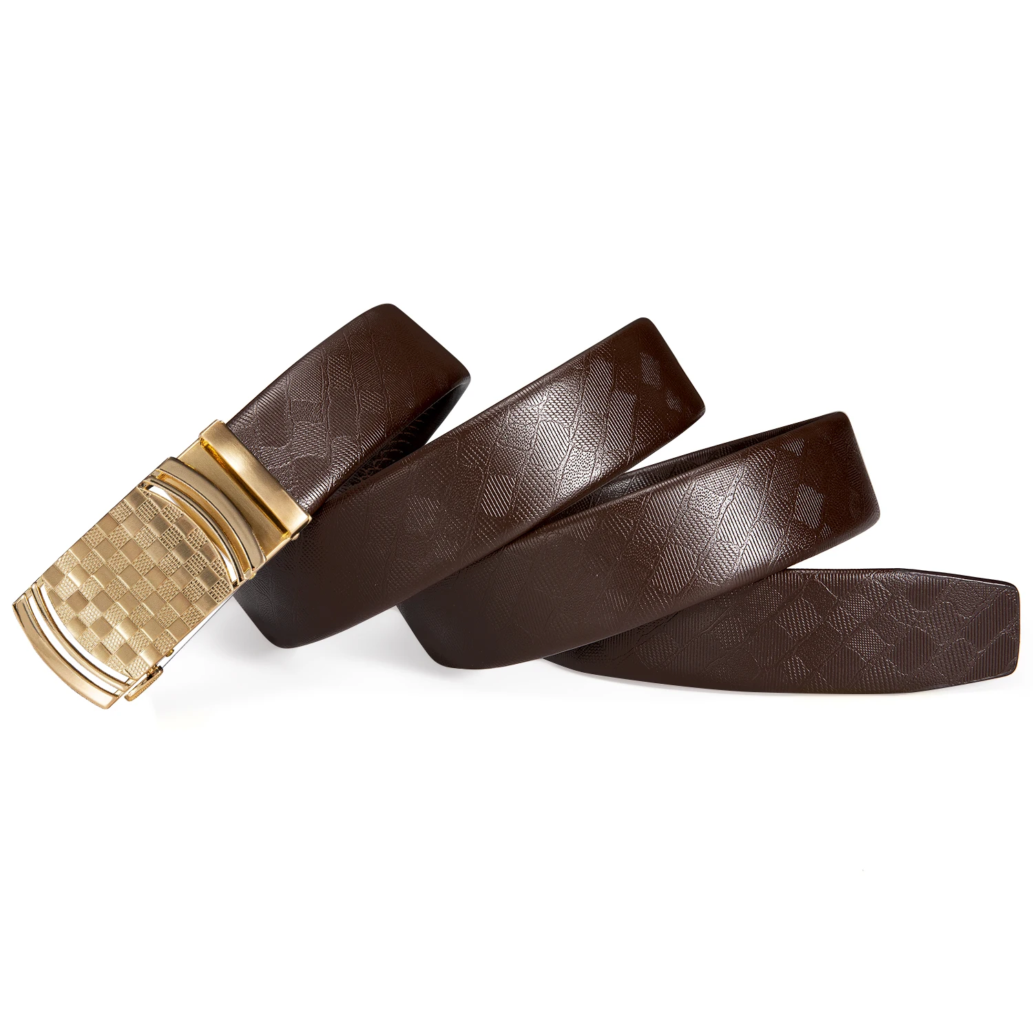 High Quality Casual Brown Genuine Leather Mens Belts Gold Black Automatic Buckles Ratchet Dress Jeans Pants Waist Straps Formal