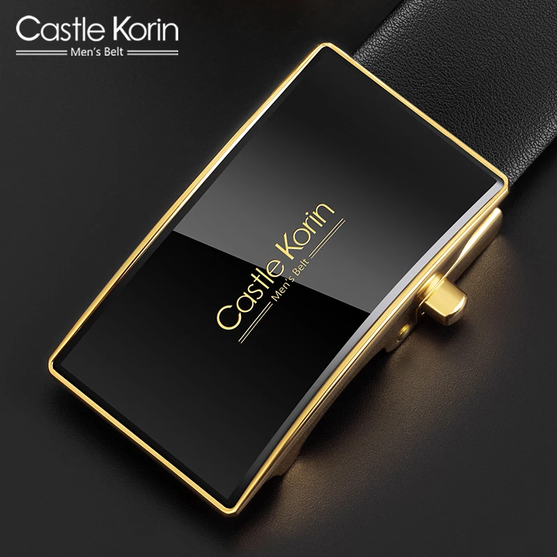 Men's belt leather automatic buckle retro alloy wear-resistant mirror buckle head 100-130cm soft belt body business men's belt