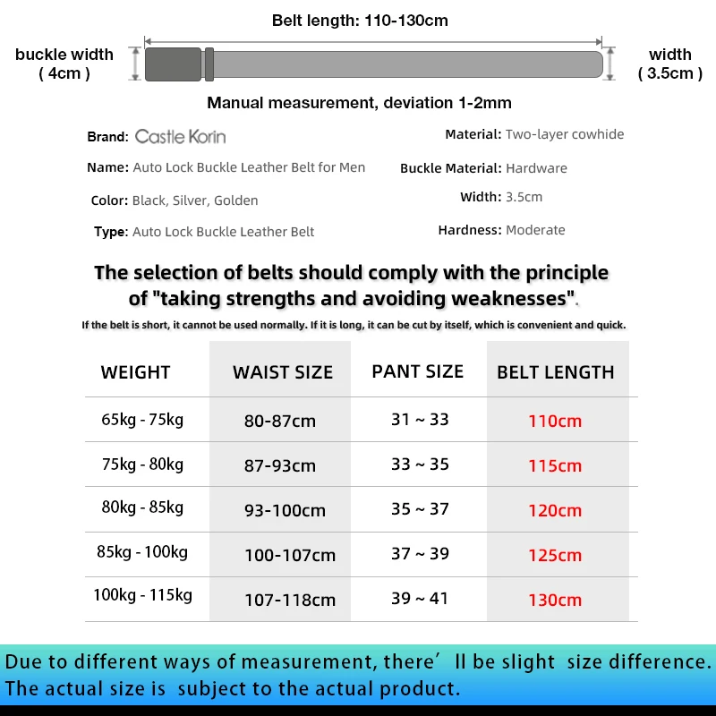 Men's belt leather automatic buckle retro alloy wear-resistant mirror buckle head 100-130cm soft belt body business men's belt