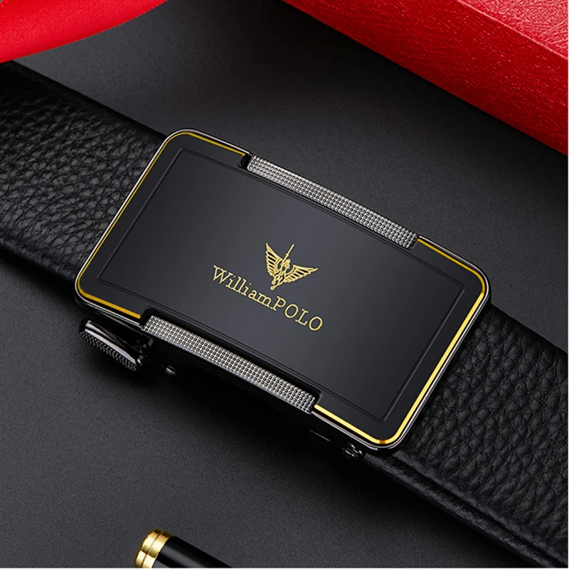 Men's leather belt with automatic buckle, casual pants belt, fashionable high-end belt, business waist belt