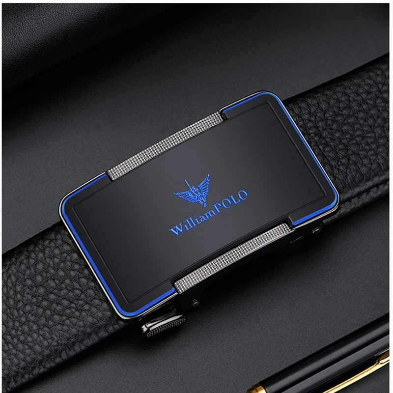 Men's leather belt with automatic buckle, casual pants belt, fashionable high-end belt, business waist belt