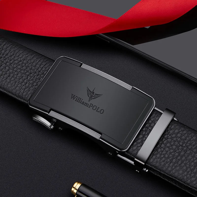 Men's leather belt with automatic buckle, casual pants belt, fashionable high-end belt, business waist belt