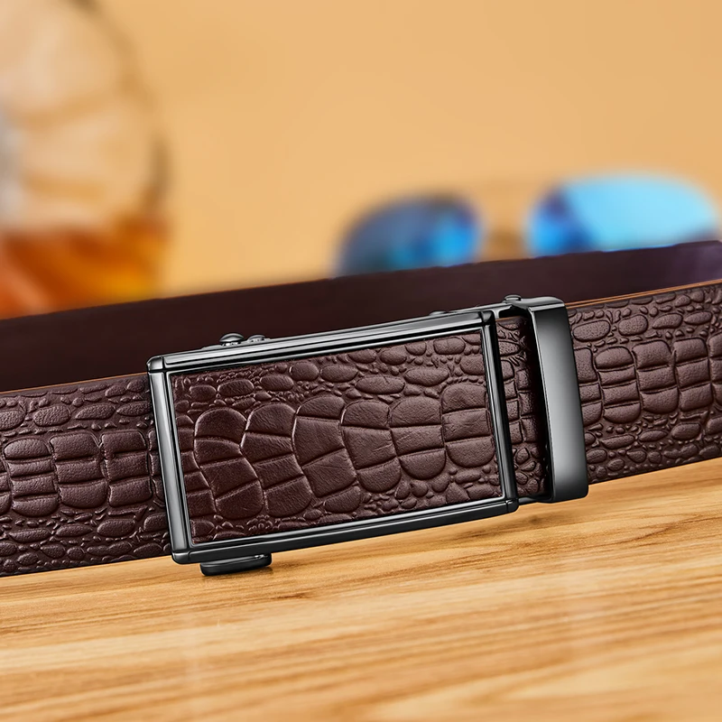 Leather belt, men's fashionable automatic buckle waist belt, personalized casual pants belt