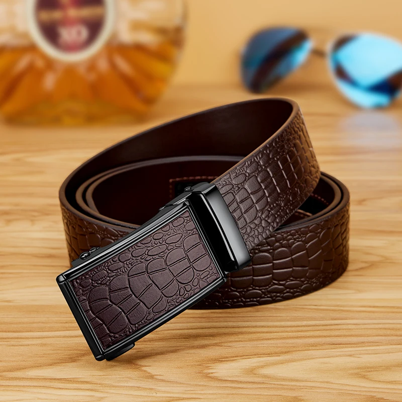 Leather belt, men's fashionable automatic buckle waist belt, personalized casual pants belt
