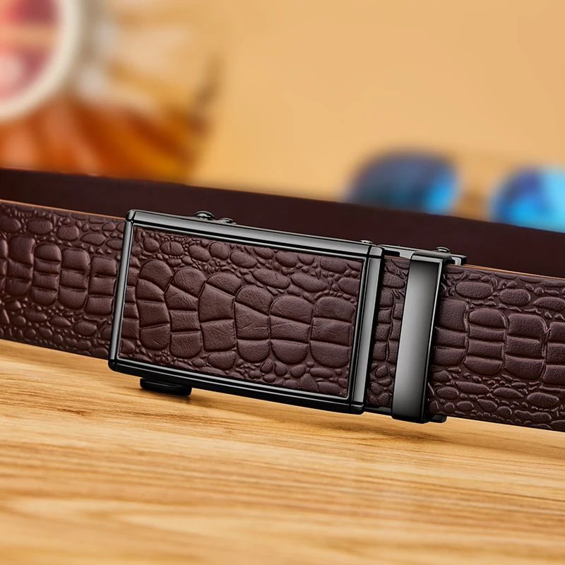 Leather belt, men's fashionable automatic buckle waist belt, personalized casual pants belt