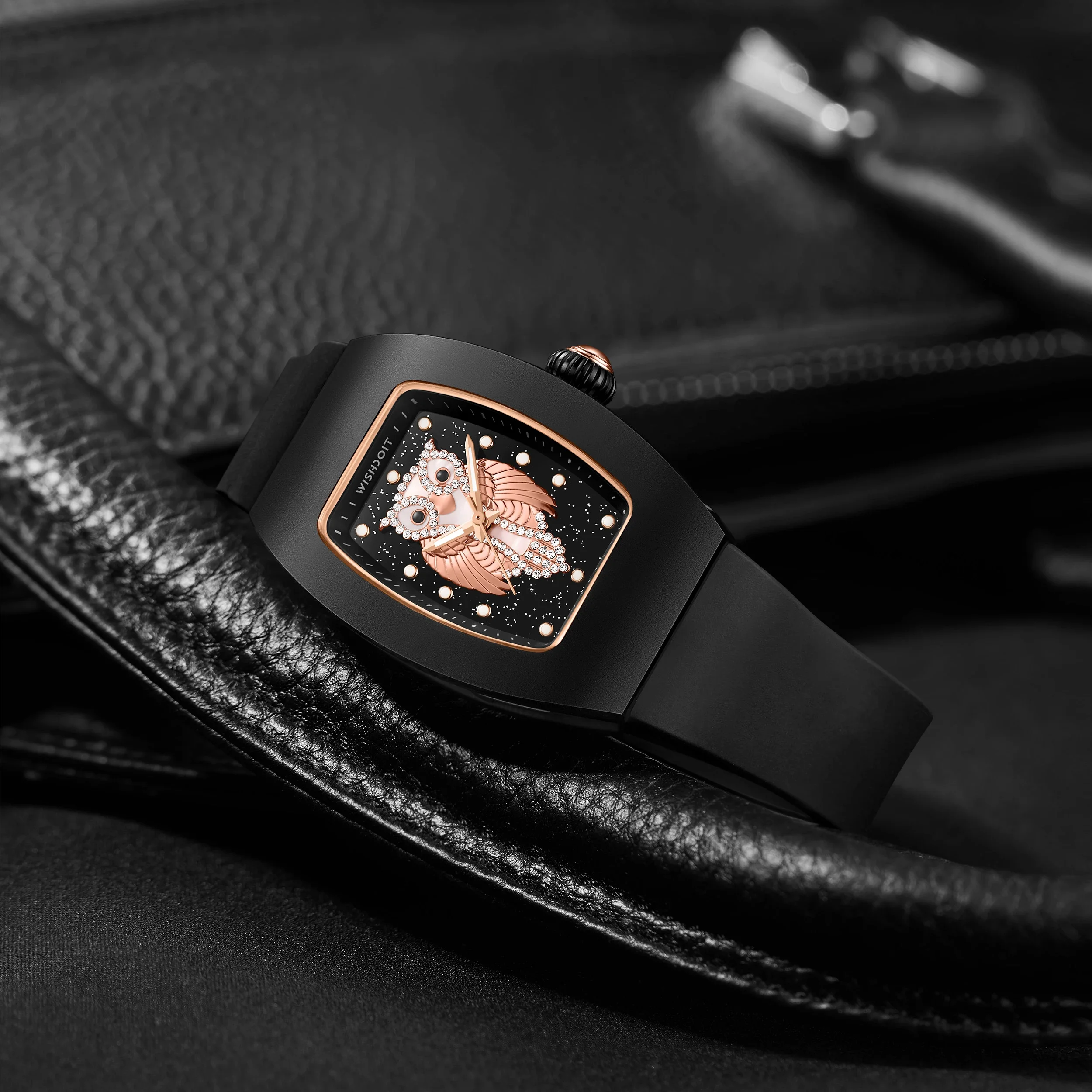 WISHDOIT New Design Women's Owl Pattern Quartz Watch Ceramic Surface Japanese Movement 5AMT Daily Waterproof With Luminous