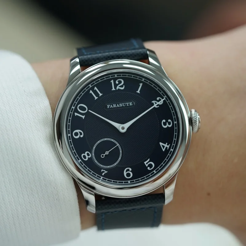 FARASUTE NEW Machinery Men Watch Salmon Dial St17 Manual Mechanical Watch Small Second Vintage Bonklip Bracelet