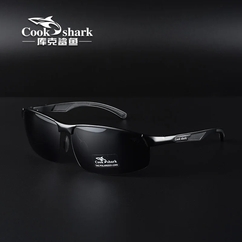 Cook Shark 8699 men's photochromic polarized gradient sunglasses with Aluminium Magnesium frame in unique special-shaped style.