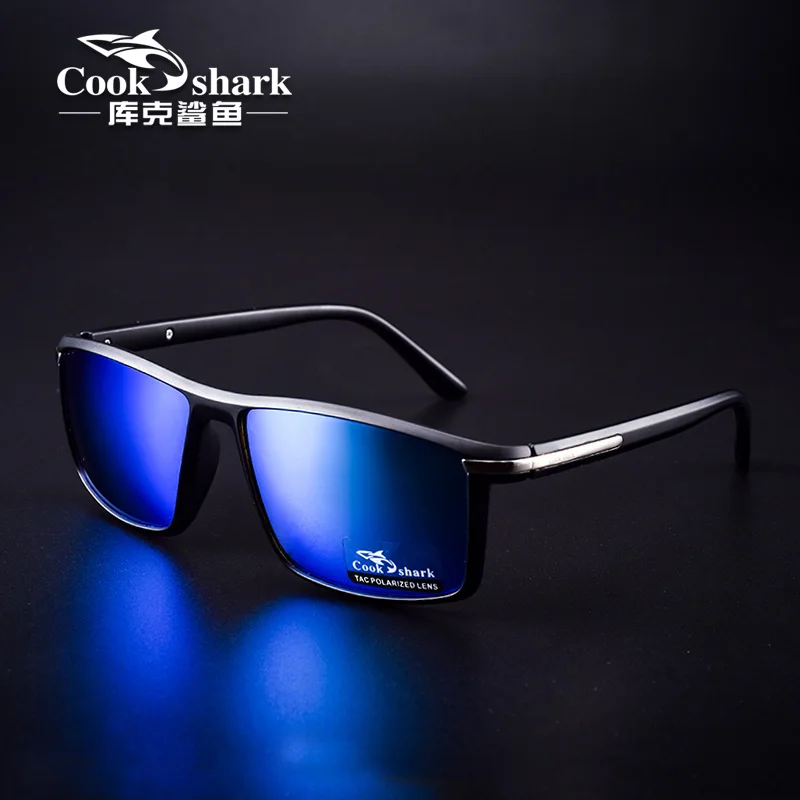 Cook Shark A571 men's polarized night vision driving glasses with yellow lenses and lightweight plastic titanium frame.