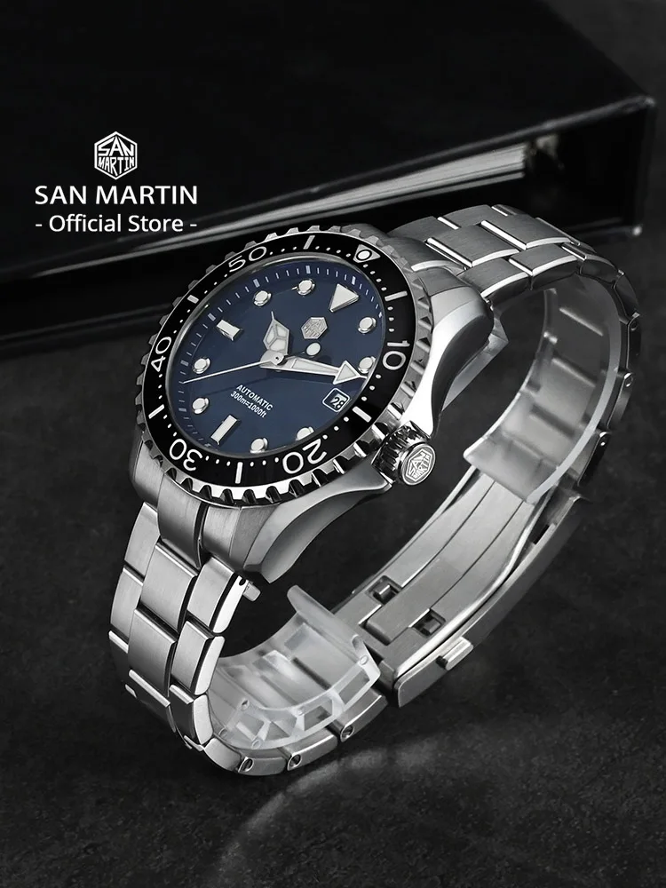 San Martin New 40mm Diver Watch YN55 Enamel Dial Classic Luxury Men Automatic Mechanical Watches Sapphire Waterproof 300m SN0009
