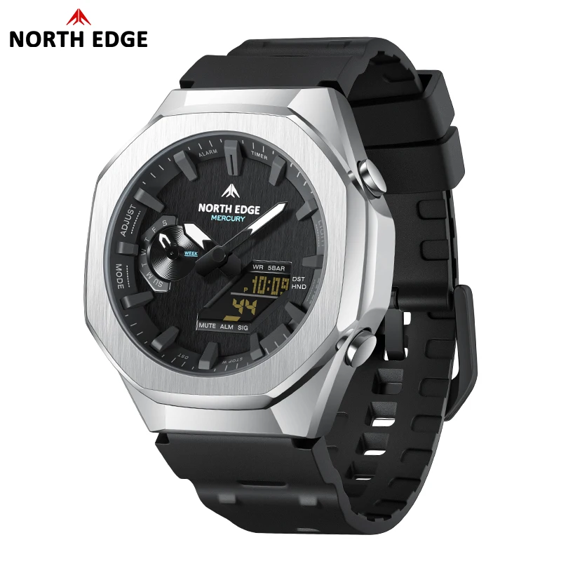 NORTH EDGE MERCURY Men's Military Digital Watch Stopwatch Waterproof 50M Sports Watches World Time