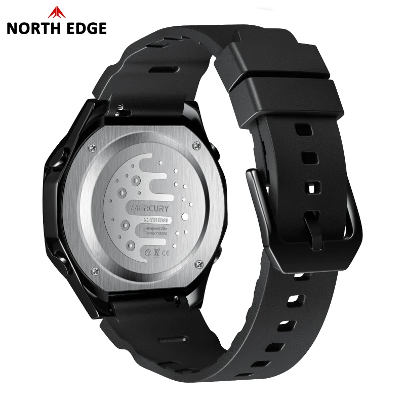 NORTH EDGE MERCURY Men's Military Digital Watch Stopwatch Waterproof 50M Sports Watches World Time