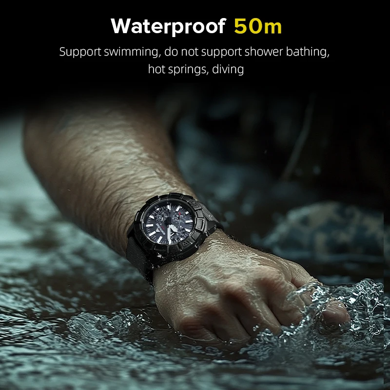 NORTH EDGE BLAZE Men's Watches Solar Power 316 stainless steel Case Quartz Watch For Men Pilot Sports Waterproof 50M Stopwatch