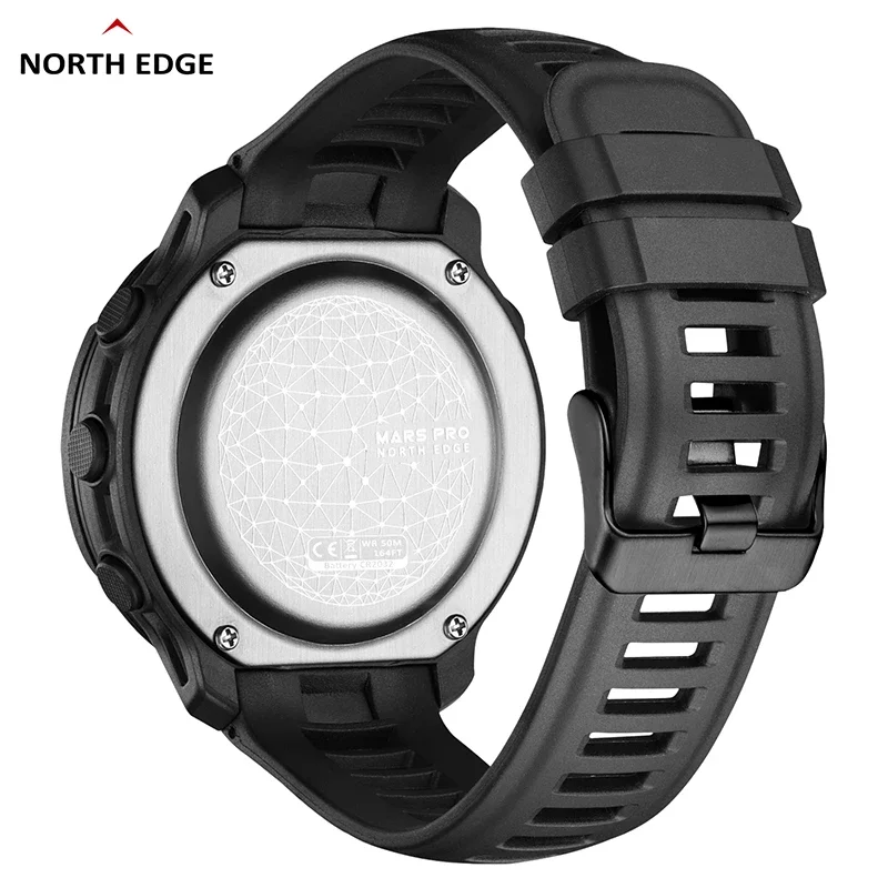 NORTH EDGE MARS Pro Men's Sports Digital Watch Military Army Carbon Fiber Case Watches Altimeter Barometer Compass Waterproo 50M
