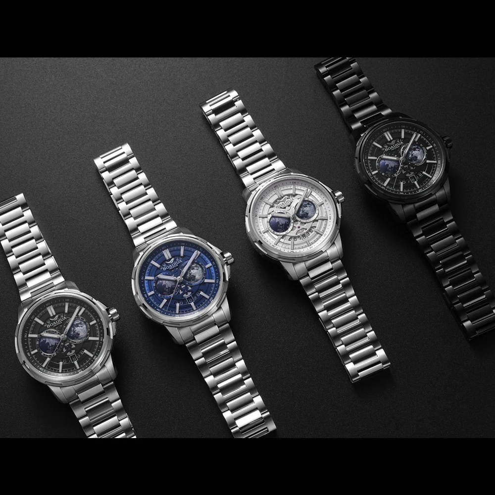 BOAIJIUA Automatic Mechanical Watch Creative Starry Sky Watch 50M Water Resistant 8217 Mechanical Watches Birthday Gift for Men