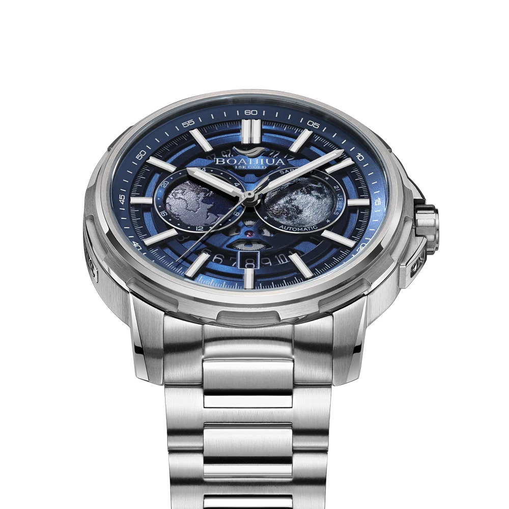 BOAIJIUA Automatic Mechanical Watch Creative Starry Sky Watch 50M Water Resistant 8217 Mechanical Watches Birthday Gift for Men