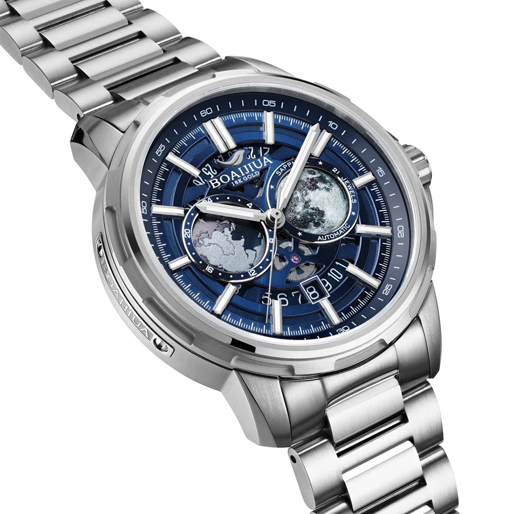 BOAIJIUA Automatic Mechanical Watch Creative Starry Sky Watch 50M Water Resistant 8217 Mechanical Watches Birthday Gift for Men