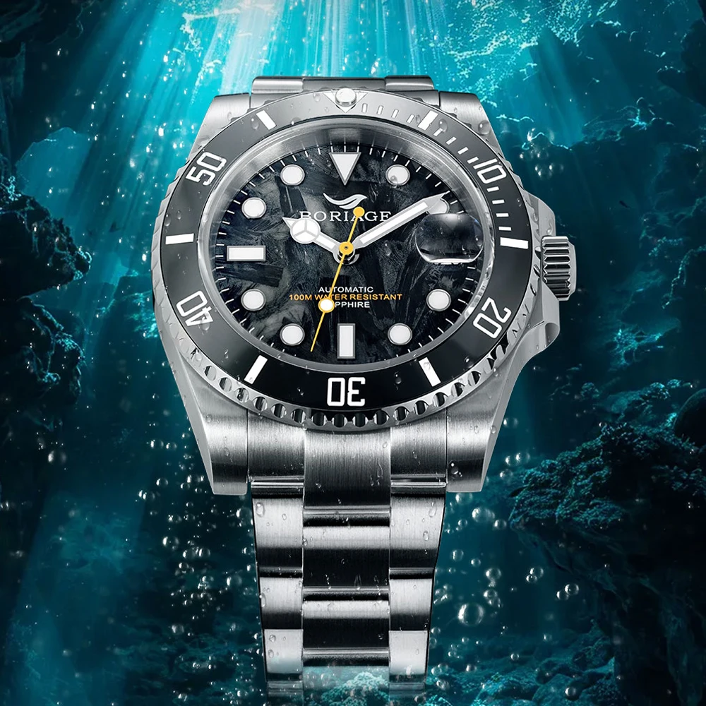 BORIAGE 40mm Water Ghost Diver Watch Men Sapphire Luxury Business Watches Waterproof 100m NH35 Automatic Mechanical Watch