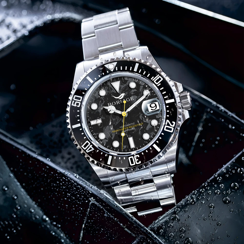BORIAGE 40mm Water Ghost Diver Watch Men Sapphire Luxury Business Watches Waterproof 100m NH35 Automatic Mechanical Watch
