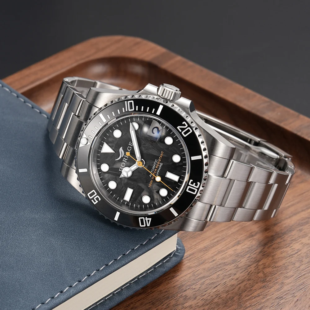 BORIAGE 40mm Water Ghost Diver Watch Men Sapphire Luxury Business Watches Waterproof 100m NH35 Automatic Mechanical Watch