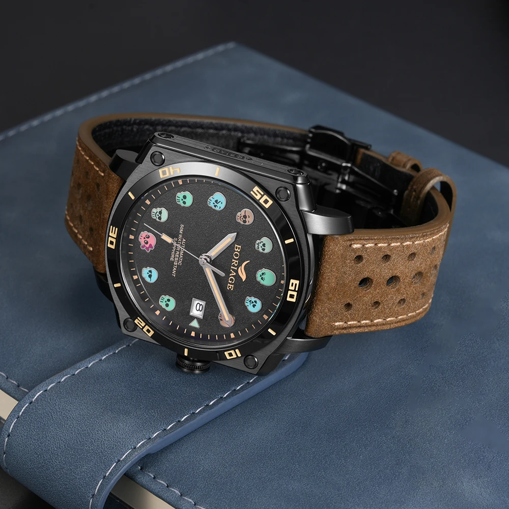 BORIAGE Fully Automatic Mechanical Men's Watch Original Design Mechanical Watches 50m Waterproof Luminous Wristwatch for Men