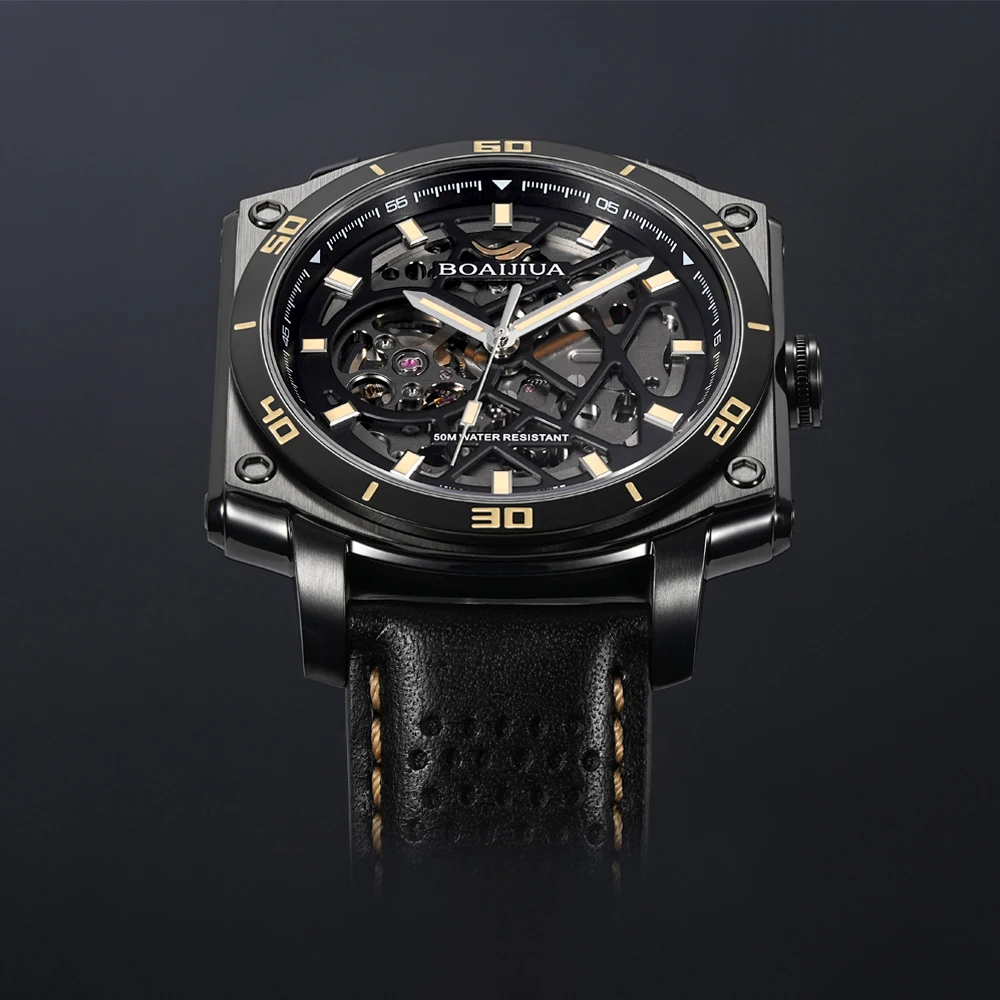 BOAIJIUAFully Automatic Mechanical Men's Watch Cut Out Watch Original Design Watch 50m Waterproof