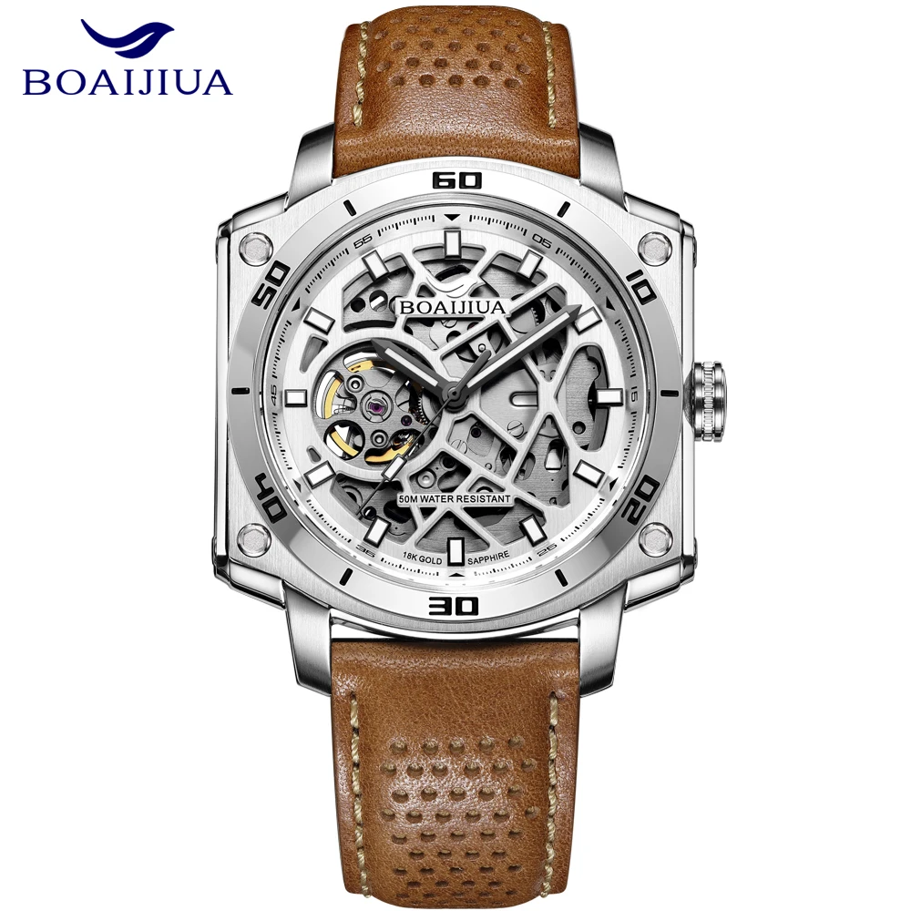 BOAIJIUAFully Automatic Mechanical Men's Watch Cut Out Watch Original Design Watch 50m Waterproof