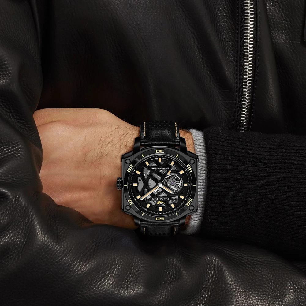 BOAIJIUAFully Automatic Mechanical Men's Watch Cut Out Watch Original Design Watch 50m Waterproof