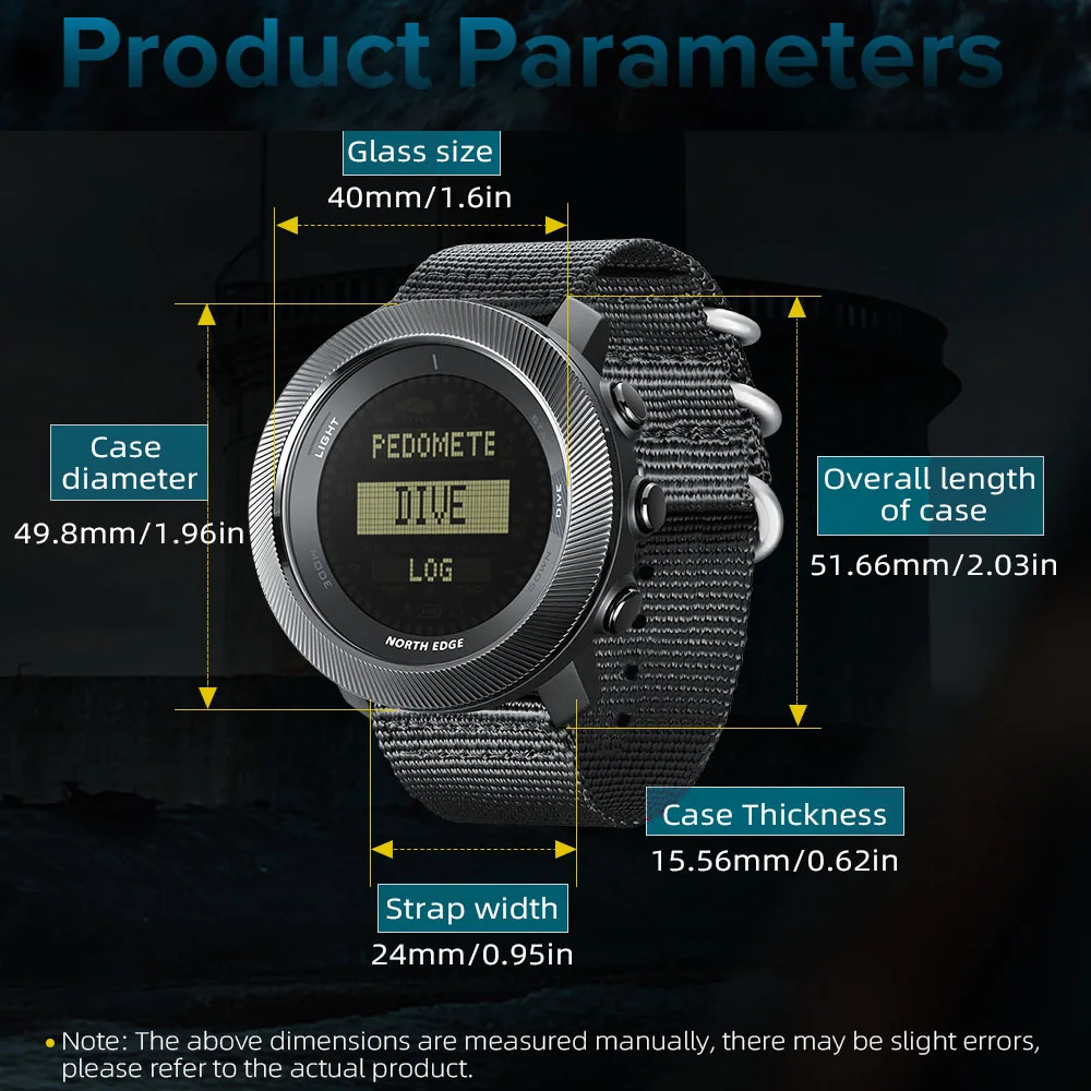 NORTH EDGE APACHE-D Men Free Dive Digital Watch Outdoor Sports Swimming Waterproof 100M Altitude Barometer Compass Wristwatches