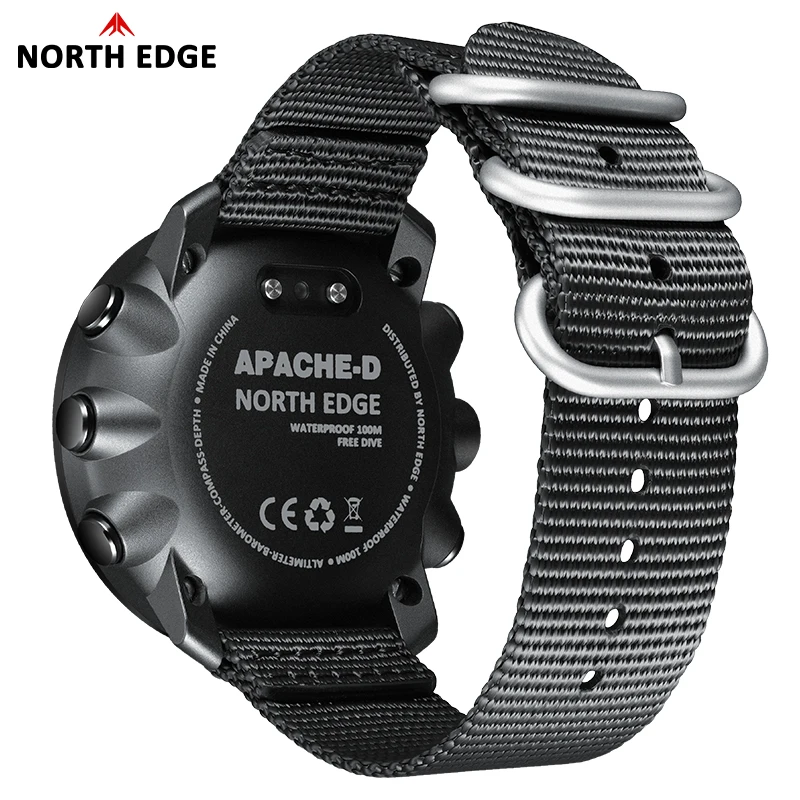 NORTH EDGE APACHE-D Men Free Dive Digital Watch Outdoor Sports Swimming Waterproof 100M Altitude Barometer Compass Wristwatches