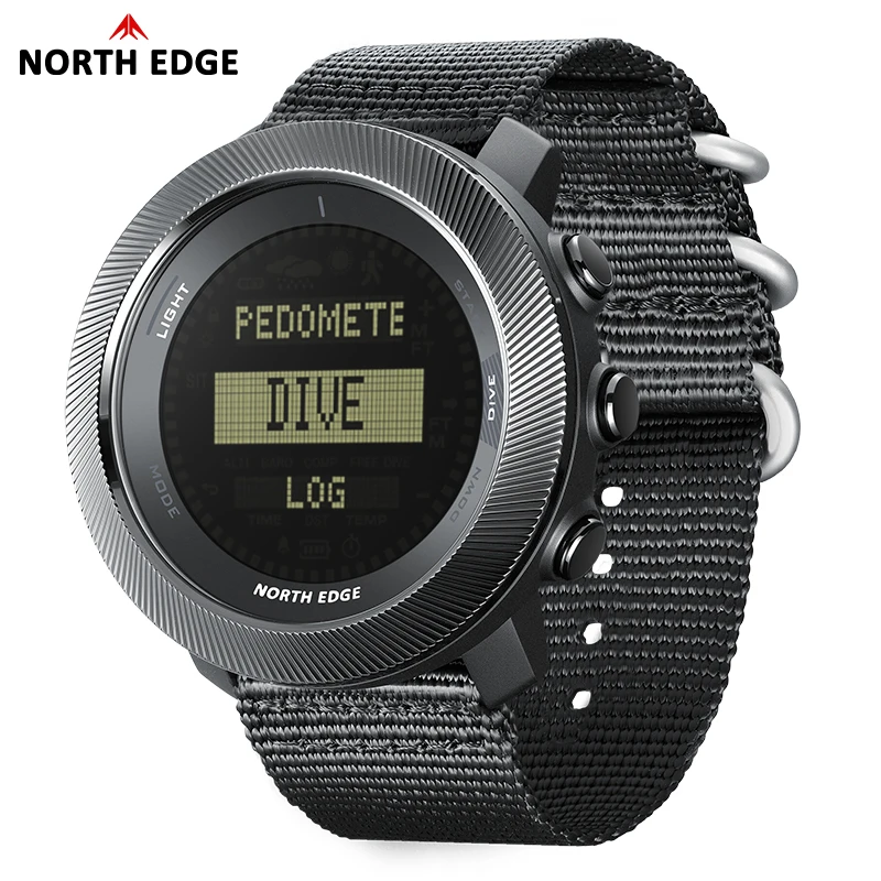 NORTH EDGE APACHE-D Men Free Dive Digital Watch Outdoor Sports Swimming Waterproof 100M Altitude Barometer Compass Wristwatches