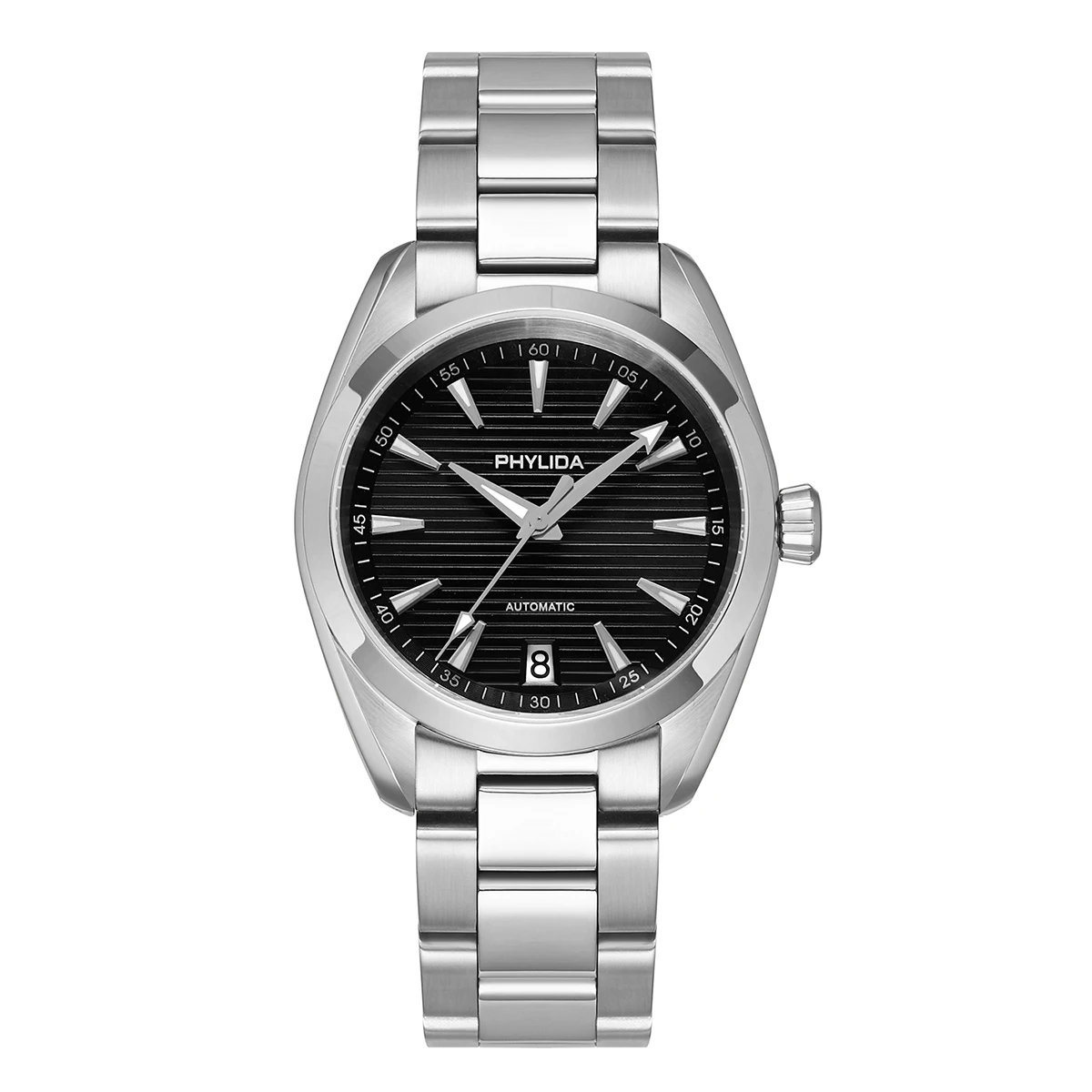 PHYLIDA 38mm Aqua AT150 Automatic Watch Black Dial Front View