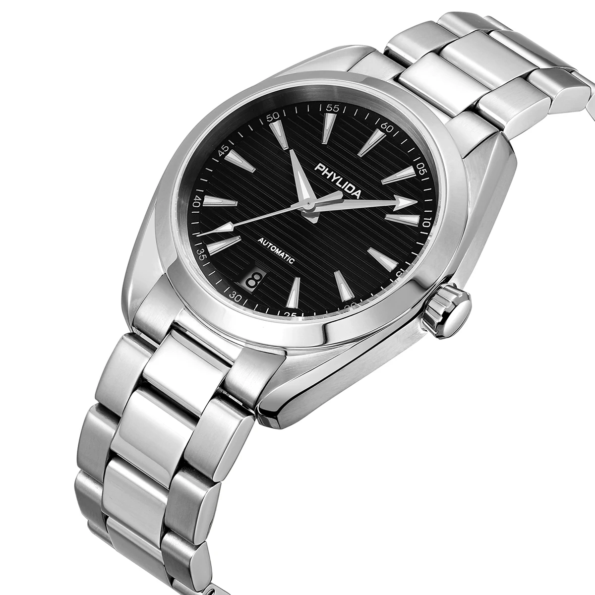 PHYLIDA 38mm AQUA AT150 Men's Automatic Watch Black Dial Mechanical Wristwatch BGW9 Dial NH35A Movement 150M Water Resistant