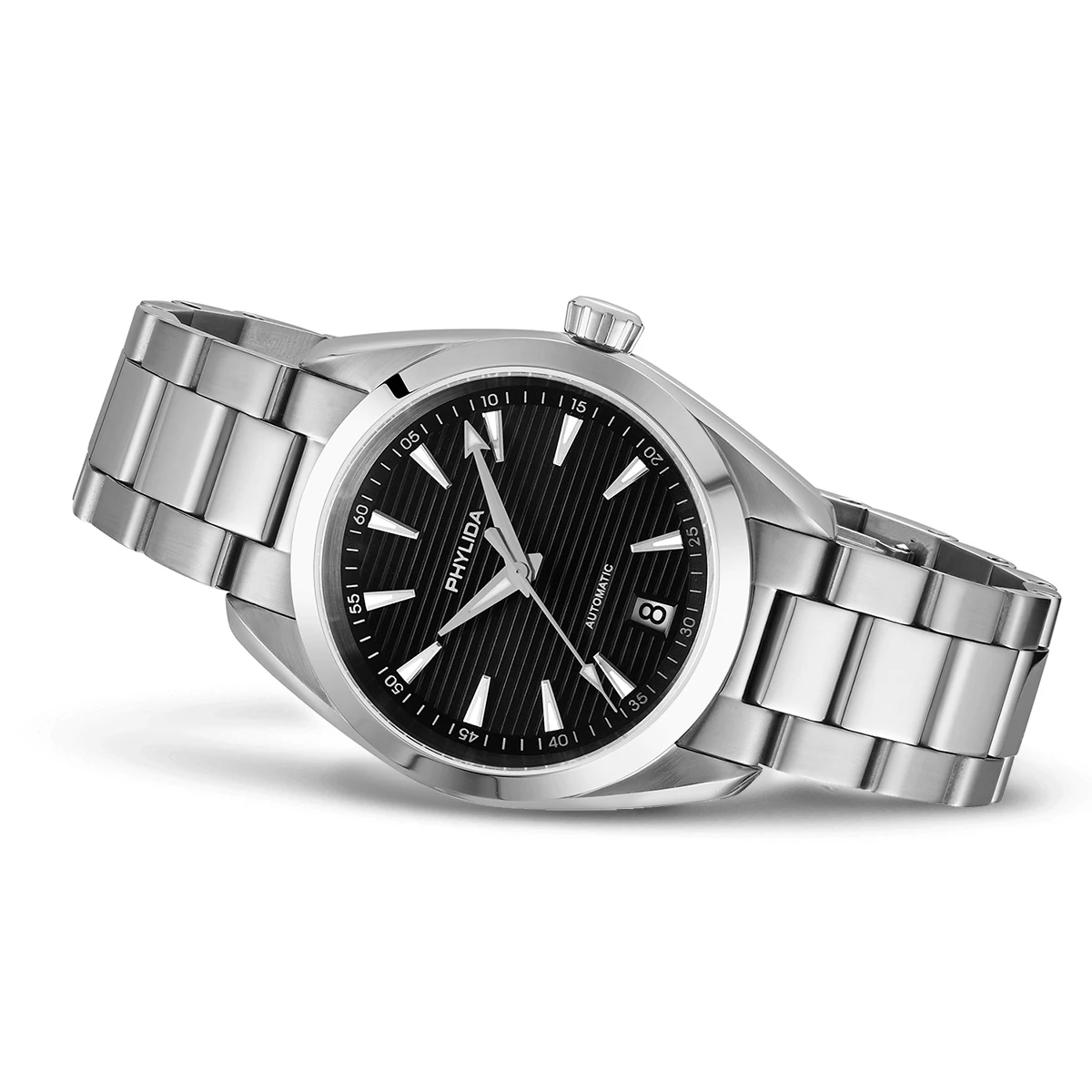 PHYLIDA 38mm AQUA AT150 Men's Automatic Watch Black Dial Mechanical Wristwatch BGW9 Dial NH35A Movement 150M Water Resistant