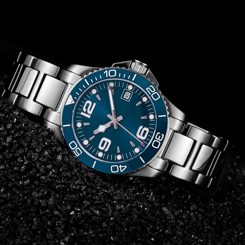 PHYLIDA 40mm Sport Diver Watch Blue Japan Miyota Automatic Sapphire Crystal  Men Watches for Men Automatic
