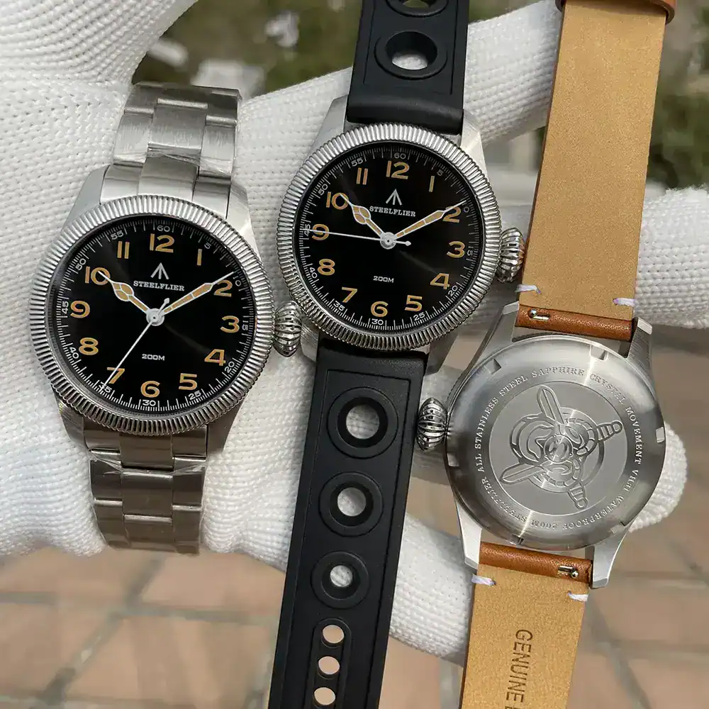 Stylish diver watches with stainless steel and rubber straps for men and women.
