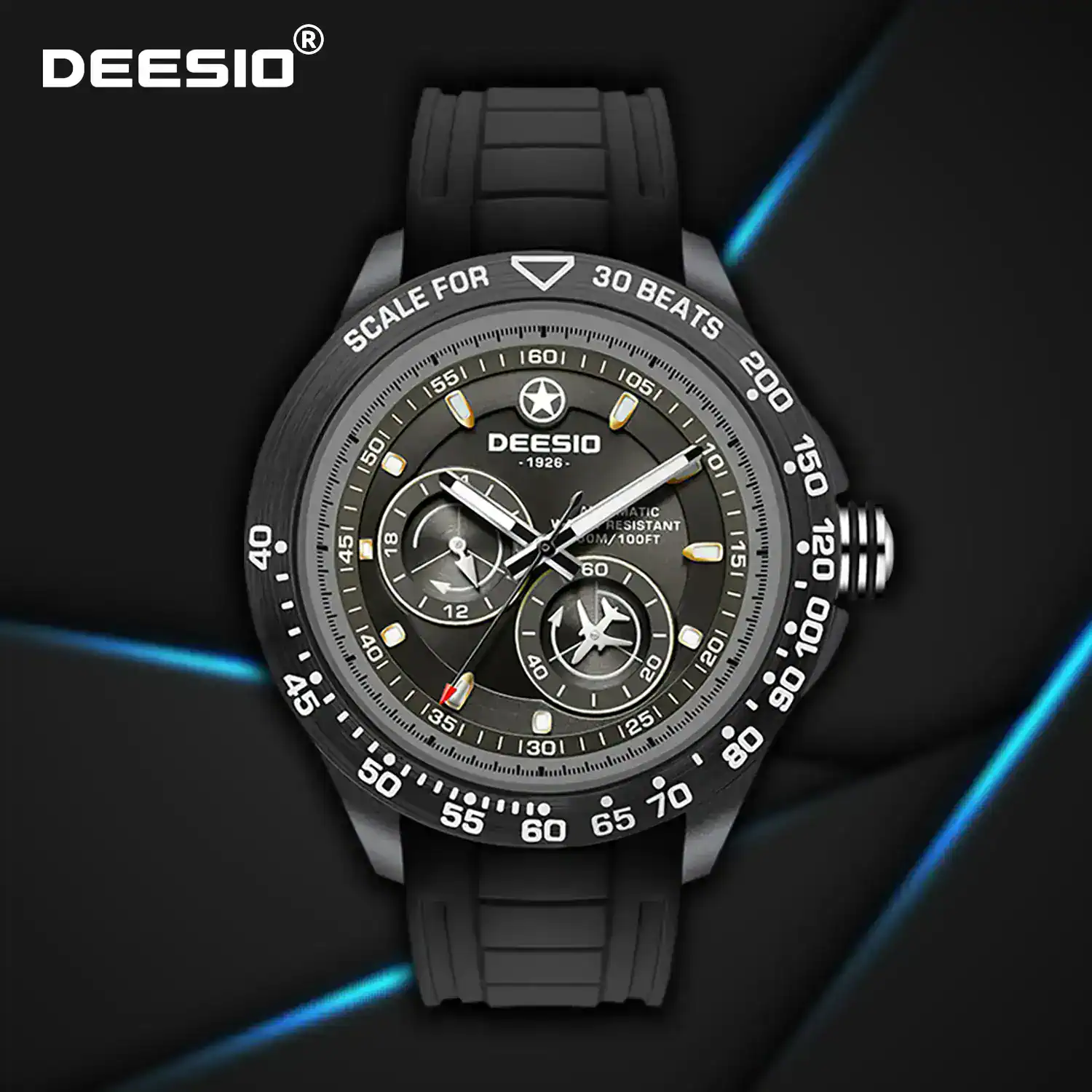 High-quality DEESIO men's wristwatch with chronograph and water resistance, perfect for everyday wear.