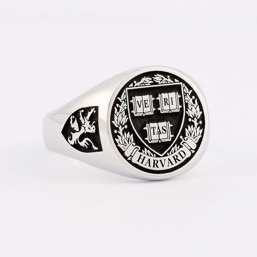 Customized Class Ring HARVARD CALIFORNIA COLUMBIA RICE OXFORD TANFOR School LOGO Sterling Silver Ring