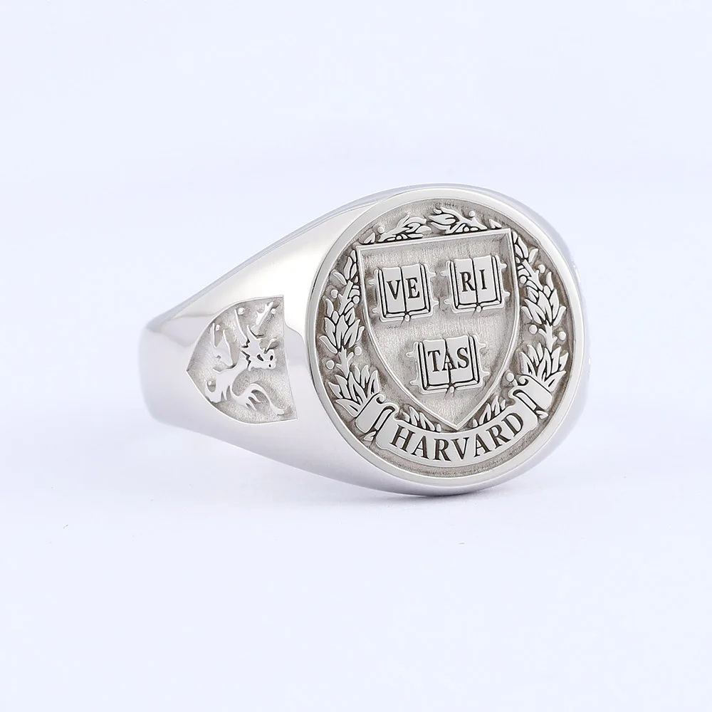 Customized Class Ring HARVARD CALIFORNIA COLUMBIA RICE OXFORD TANFOR School LOGO Sterling Silver Ring