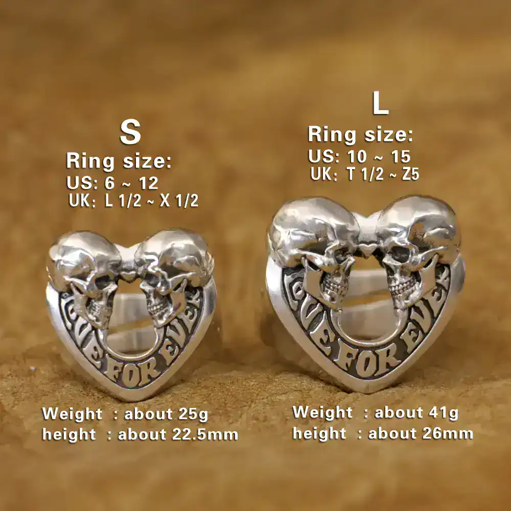 High-quality skull and heart jewelry for men and women, available in small and large sizes. Perfect statement accessories.
