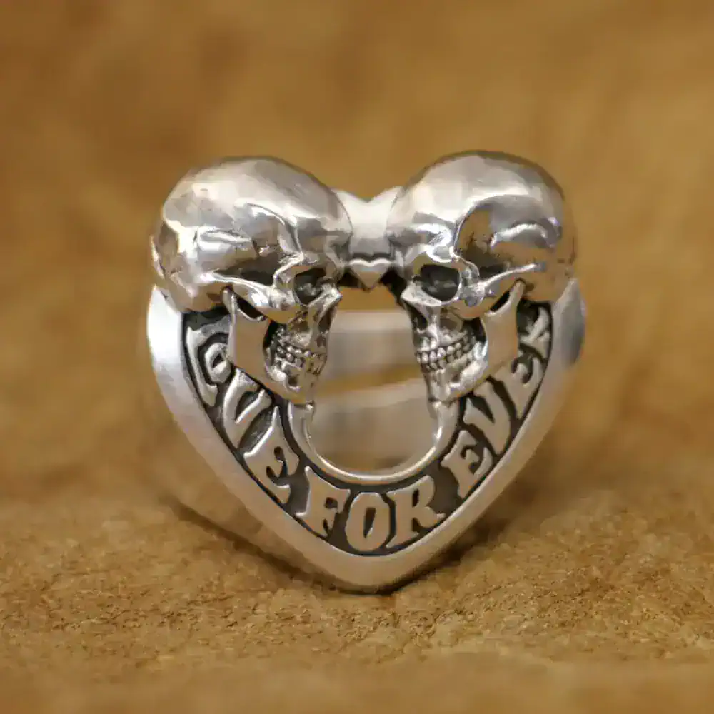 Love Forever 925 Sterling Silver Skull Heart Ring