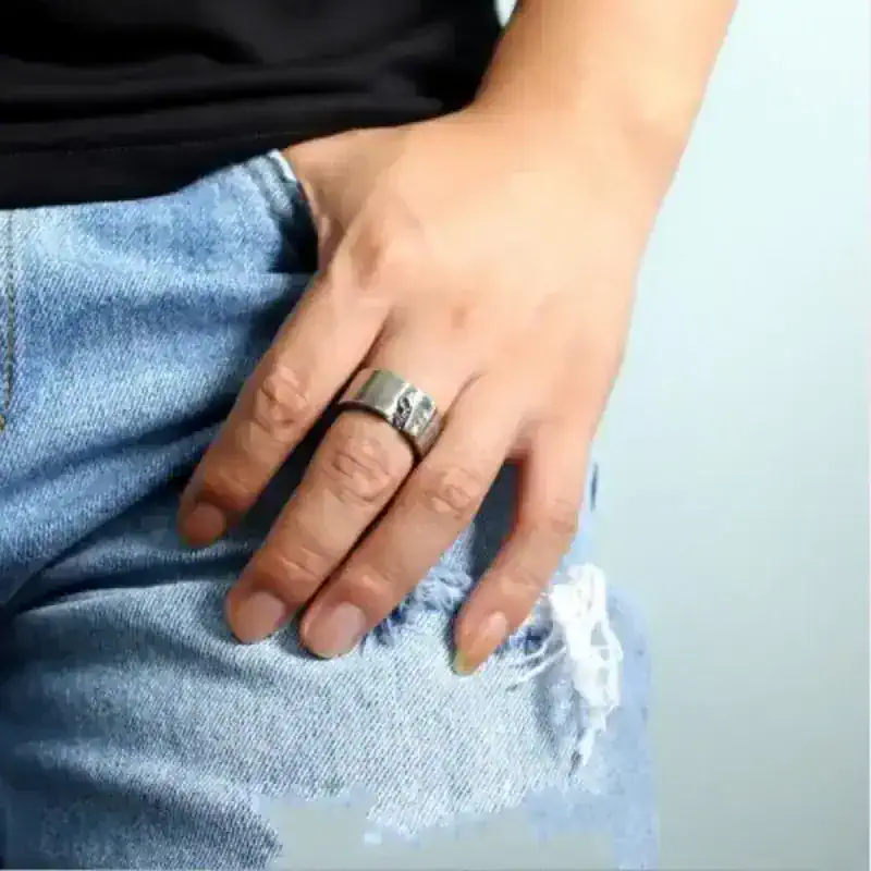 Elegant S925 skull ring with lettering design for men and women.