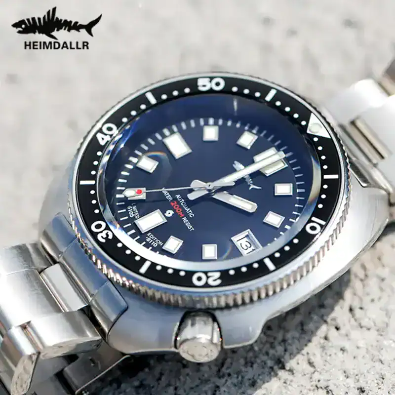 HEIMDALLR Turtle Mechanical Watch Men Captain Willard Watch Sapphire Crystal C3 Luminous NH35 Automatic Steel 200M Dive Watches