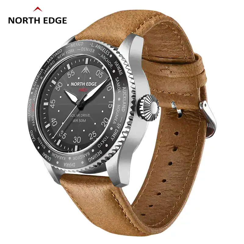 Solar Powered Pilot Watch with Leather Strap.