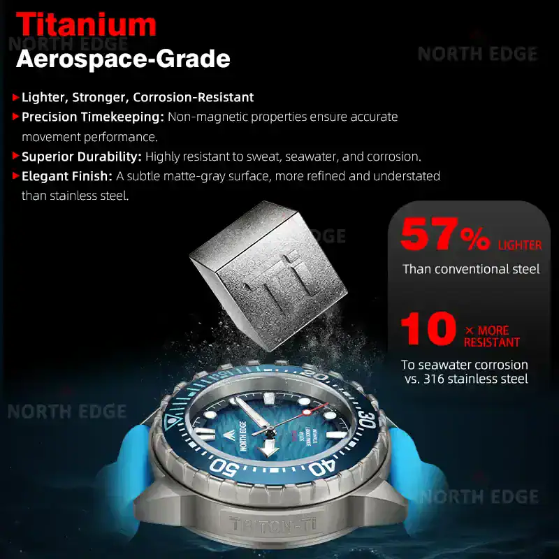 Durable aerospace-grade titanium watch.