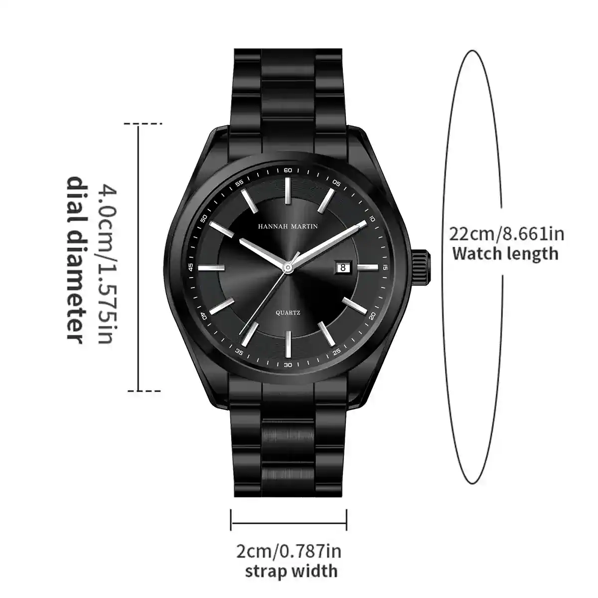 Stylish black men's wristwatch featuring a sleek metal strap and chronograph design for everyday wear.