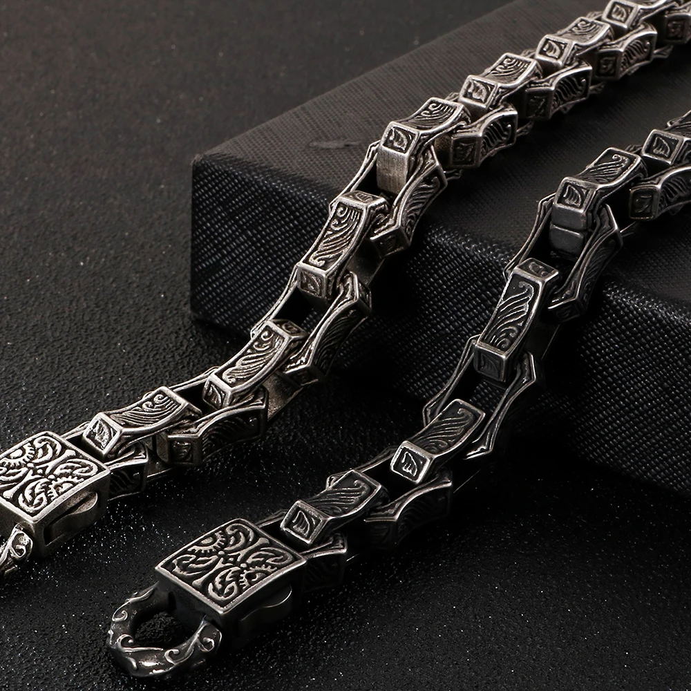 Vintage Engraved Mens Stainless Steel Bracelets